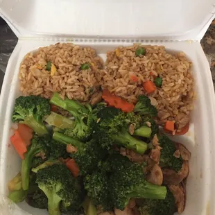 Chicken and broccoli w/ fried rice