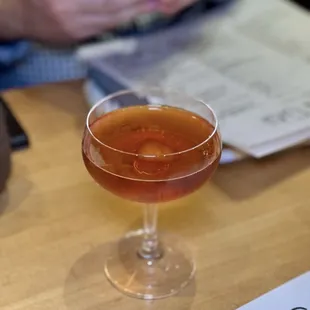 Tanuki - chili-sesame oil washed toki whisky, vermouth rosso, quina rouge, orange oleo, bitters, msg aka a spicy and savory Manhattan