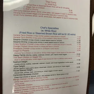 a menu for a restaurant