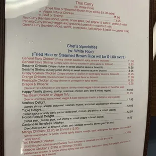 a menu for a restaurant
