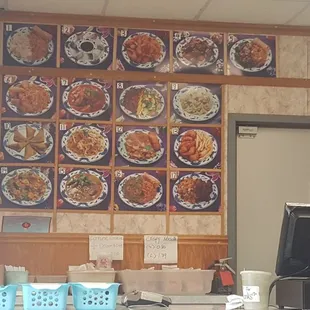 The wall menu is simple but is not old so is easy to read.