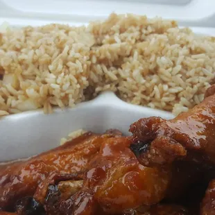 Sweet honey wings with F.rice