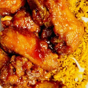Honey Bbq Wings &amp; Fried rice.