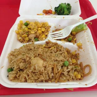 They pile the rice up n give u a lil bit of everything thing else!