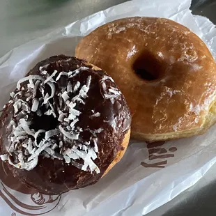 Chocolate Coconut and Glazed Raised Donuts