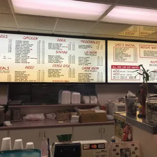 menus on the wall