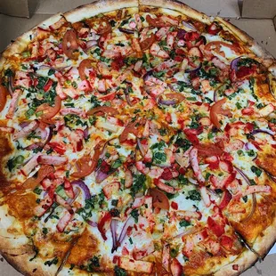 a large pizza in a box