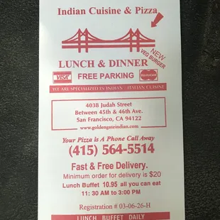 menu