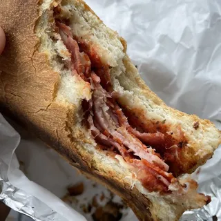 Pizza Sandwich with Pepperoni, Salami, Ham and Cheese
