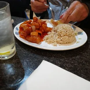 Sweet/sour chicken with brown rice