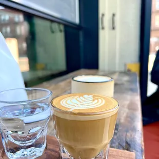 Cortado with a tad of sparkling water on the side.