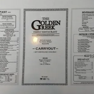 One side of menu.