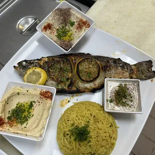 Grilled whole rainbow trout