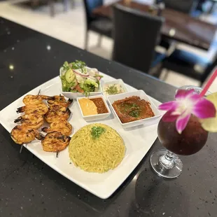 Grilled jumbo shrimp kabob