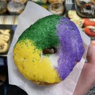 Mardi Gras donut