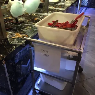 Cotton candy and dirty tongs section