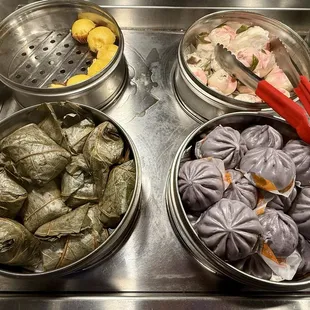 Dim Sum Station: Sponge Cake, Sticky Rice; Buns: Peach &amp; Taro; IG: @katzlundell