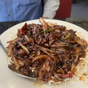 Mongolian beef oily but pretty good