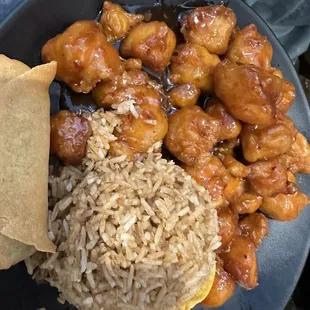 Orange chicken lunch