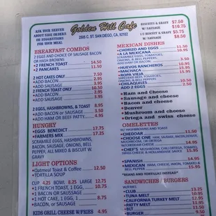 menu