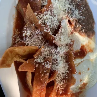 Chilaquiles (red sauce aka hot)