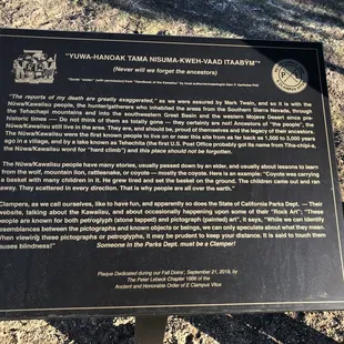 Plaque at the Golden Hills Nature Park