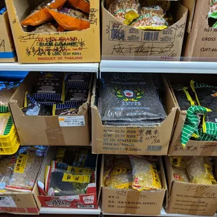 a variety of packaged food items