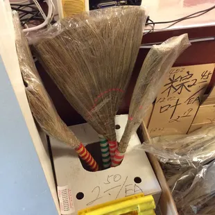 What a bargain! Super old-skool brooms for $2.50.