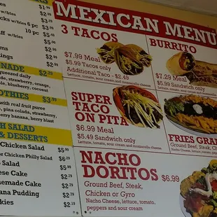 mexican menu