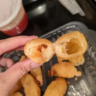 Sweet and Sour Shrimp (the inside of it; clearly the right side/hole is missing something??)