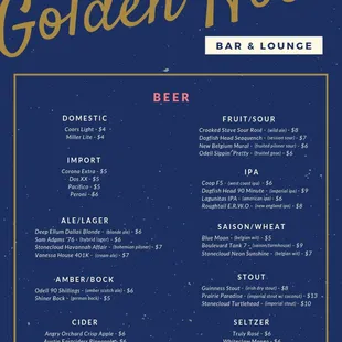 Beer menu