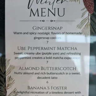 Winter menu