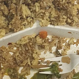 a plate of rice and vegetables