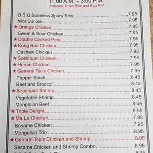 menu
