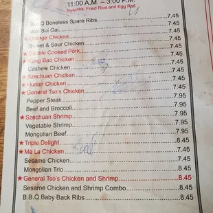 Menu Part 4 - Lunch Specials