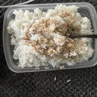Steamed rice with soy sauce