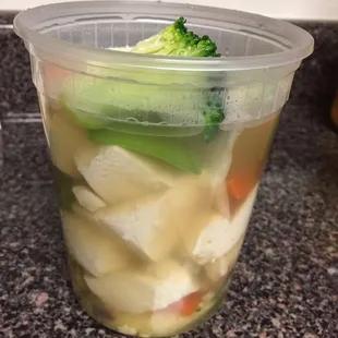 Bean curd with veggie soup - Packed with tofu + veggie! Yum.
