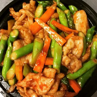 Try our fresh tender asparagus chicken today!