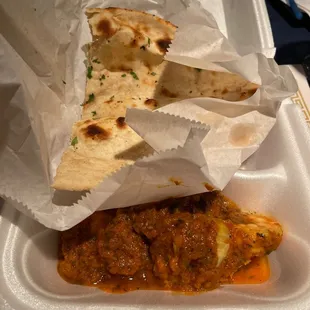 Karahi Shrimp and Garlic Naan