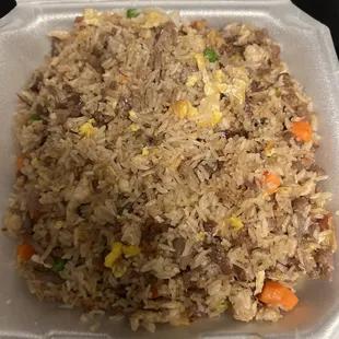 Beef and BBQ pork fried rice.