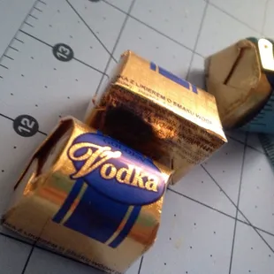 a chocolate bar and a measuring tape