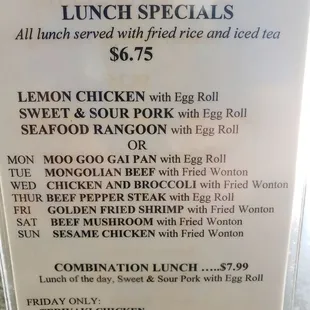 All week specials!!