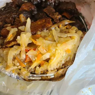 beef and cabbage wrapped in foil