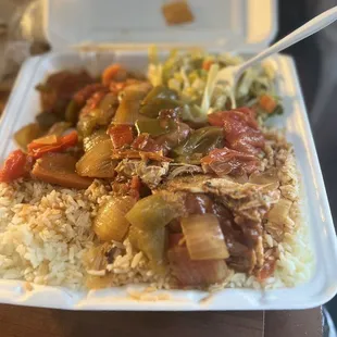 Stewed red snapper and white rice