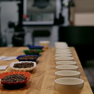 a row of coffee roasters