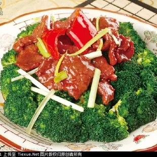 a plate of broccoli and beef