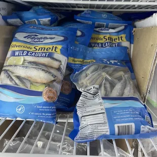 a selection of frozen fish