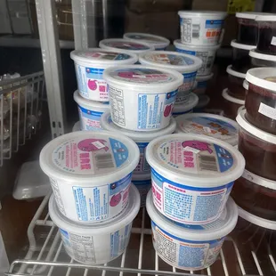 a display of frozen yogurt