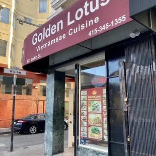 the front of the restaurant