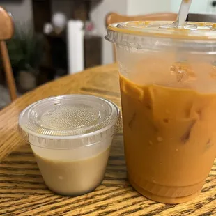 Thai tea and flan